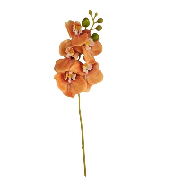 Artificial Orange Orchid Stem | Phalaenopsis Faux Flower | Realistic Silk Orchid - Picture 2 of 8
